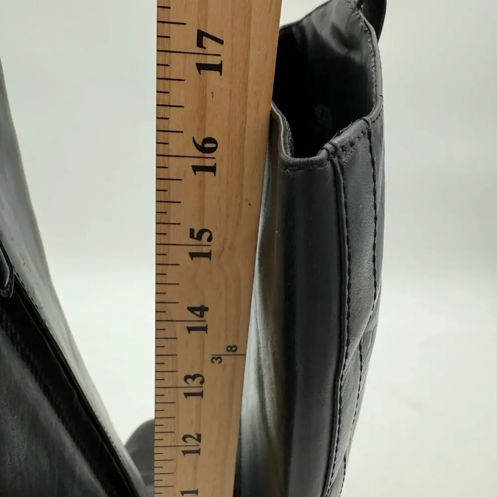 Tory Burch Colton Leather Equestrian Riding Knee High Zip Up Boots Black Size 8